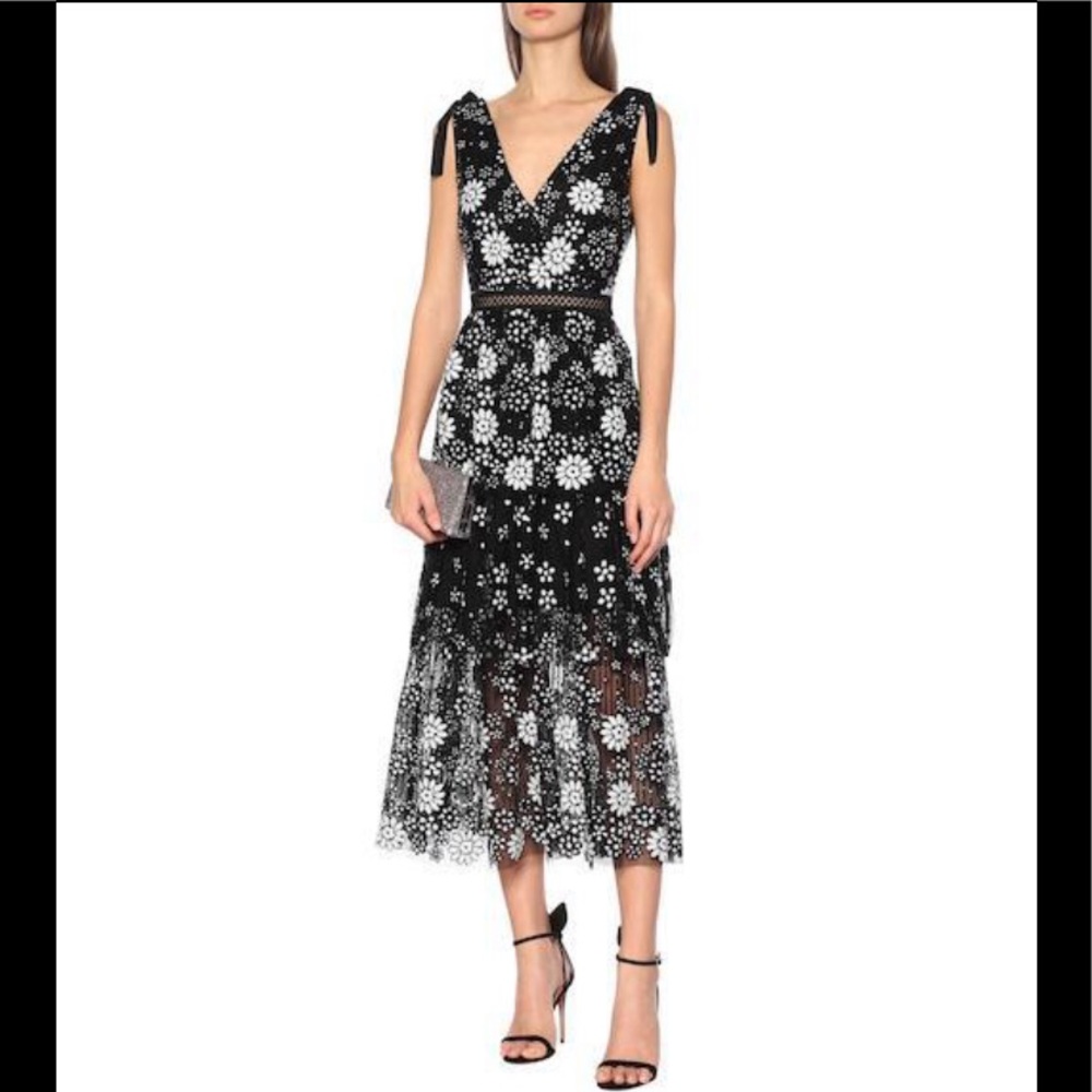 Self Portrait Sequined Tulle midi dress